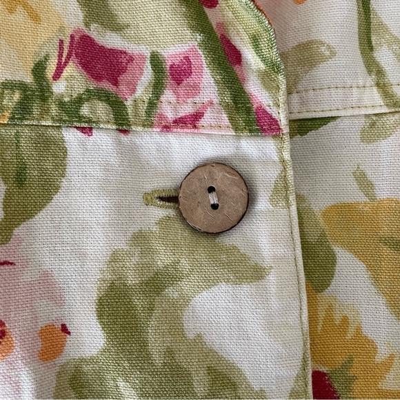 Coldwater Creek 100% Cotton Floral Jacket Spring Colors Button Up Size Petite M - Picture 8 of 11